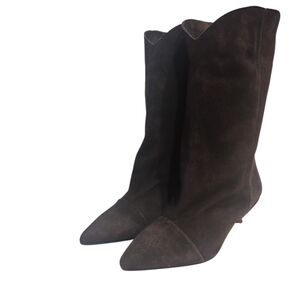 Davos Gamma Made In Italy Geniun Sueded Steve Madden Brown Women Ankle Boots S 6